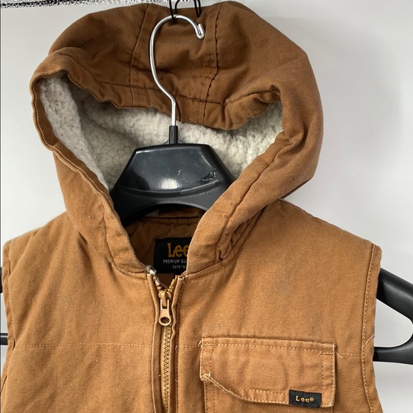 Lee Kids Brown Hooded Quilted Vest size 10/12 M - Picture 3 of 4